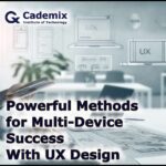 This images, showcasing a realistic and professional workspace with essential elements of UX design. By Samareh Ghaem Maghami, Cademix Magazine.