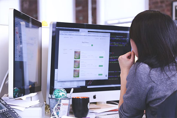 women colleague working home office