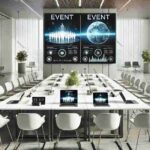 This is a realistic and minimalistic image designed to represent modern event management.