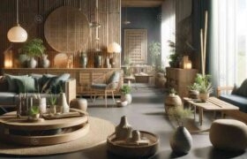 There is a featured image for the section of your article on "Material Selection: Combining Aesthetics with Sustainability," depicting an elegantly designed interior space that emphasizes the use of sustainable materials like bamboo, reclaimed wood, and recycled glass. With focus keyword Cross-Functional Team Collaboration.