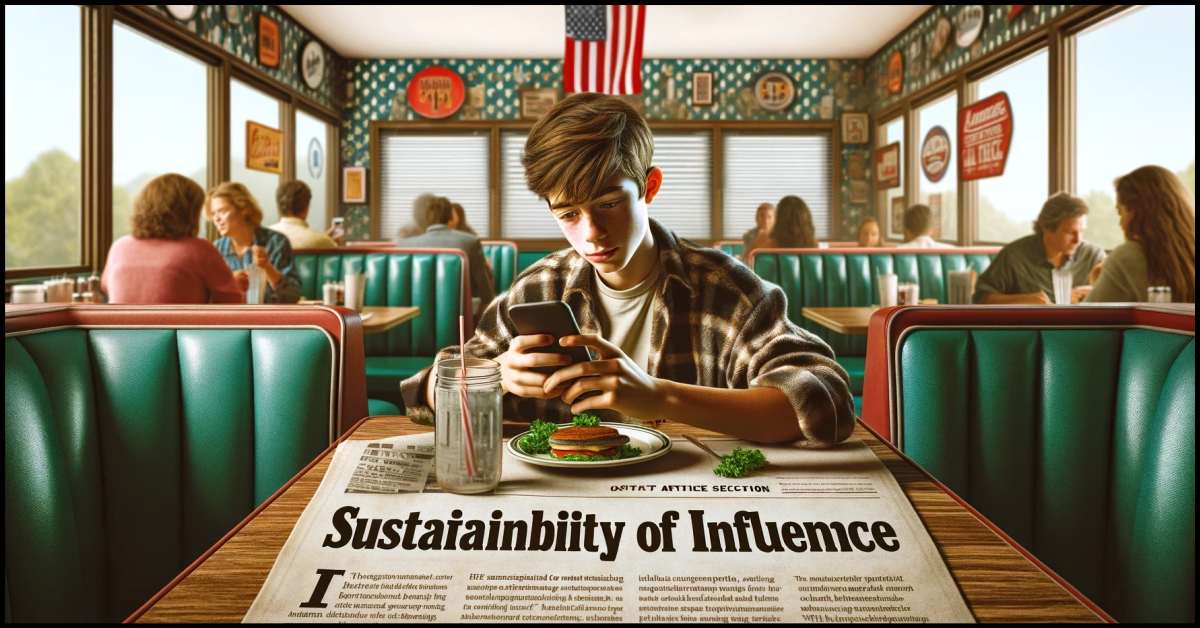 The setting captures the casual yet vibrant essence of maintaining social media influence in everyday life, reflecting the importance of ongoing engagement with trends and audience. By Samareh Ghaem Maghami, Cademix Magazine.