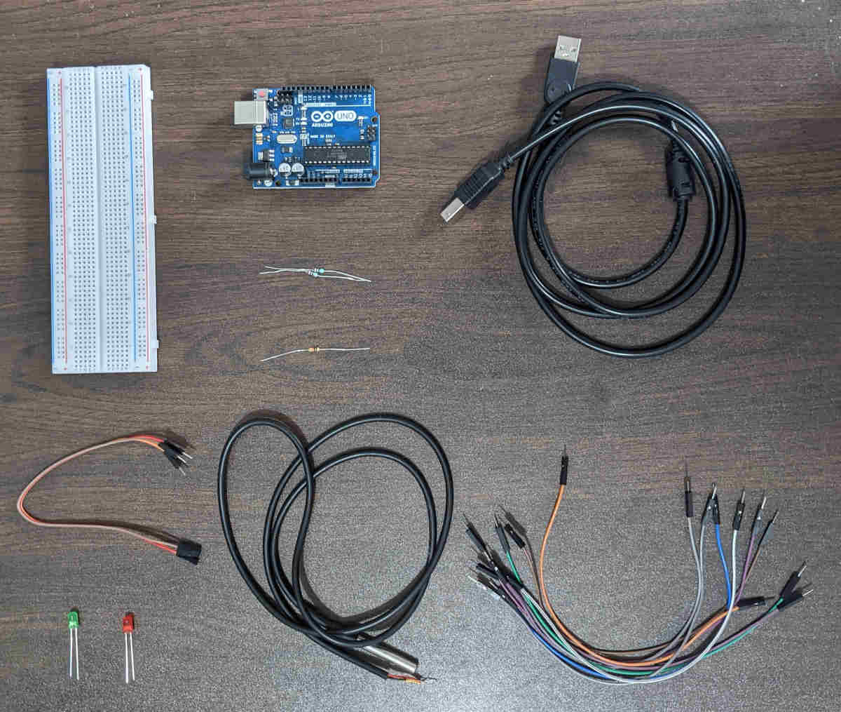 Materials required for temperature monitoring using arduino