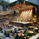 This image featuring a unique and creative outdoor event scene, complete with live music, artistic elements, and a vibrant atmosphere. I hope this provides a fresh perspective on creativity in event planning.