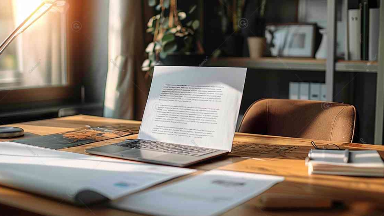 This image shows an open laptop on an office table, Comprehensive Guide to CV Format Word, Resume Template Word Free Download.