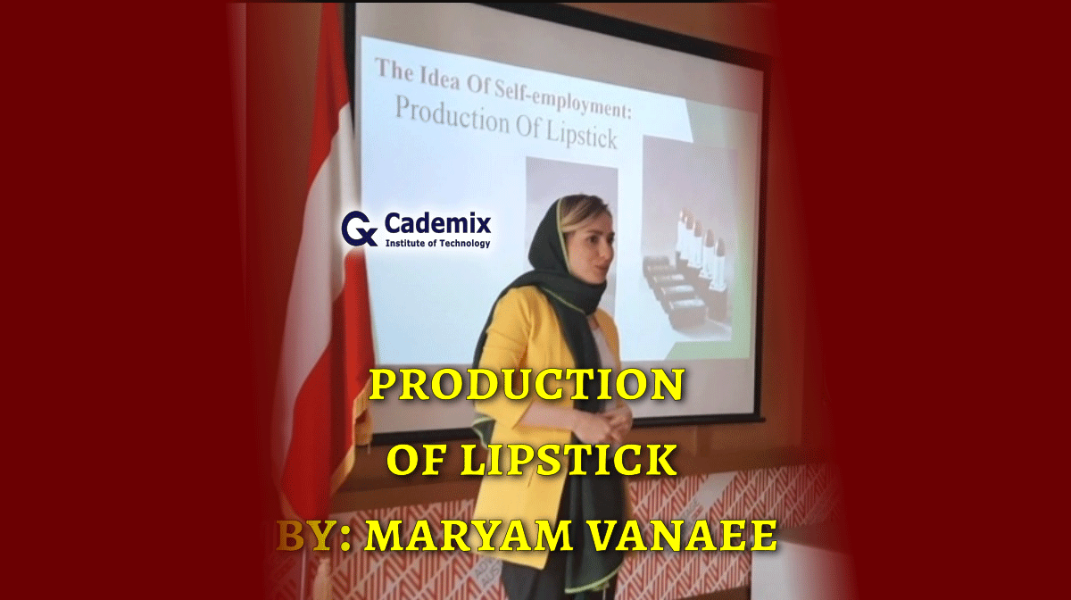 lipstick production y Maryam Vanaee with Maryam cosmetic brand