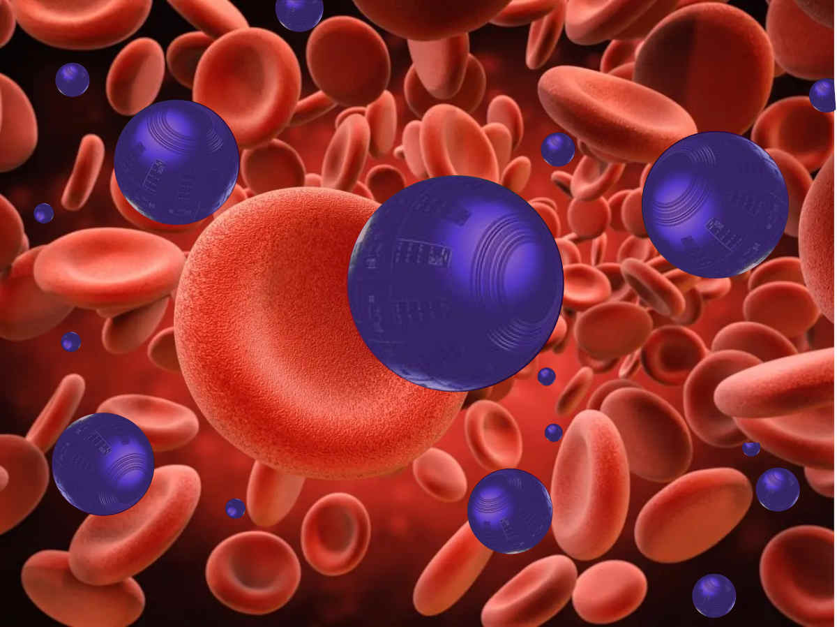 respirocyte nanorobots and red blood cells in bloodstream